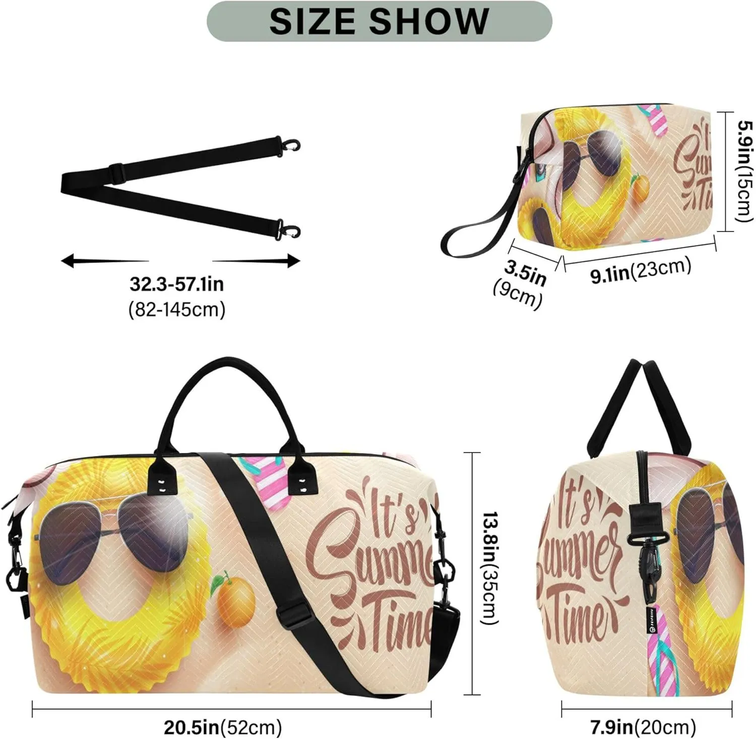 Exnundod Women Weekender Bags Sandy Swim Rings Sunglasse Travel Duffel Bags Carry On Overnight Bag It's Summer Time Large Hospital Tote Luggage