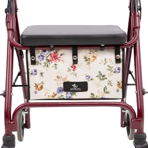 Extra Large Underseat Bag - Rollator Accessories - Under Seat Storage Pouch for Walkers with Seat - Replace Walker Basket for Seniors (Floral)