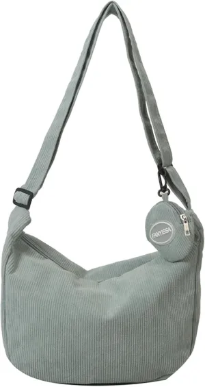 eYLun Women Corduroy Crossbody Bag Small Tote Bag Shoulder Handbag Adjustable Mini Crescent Bags