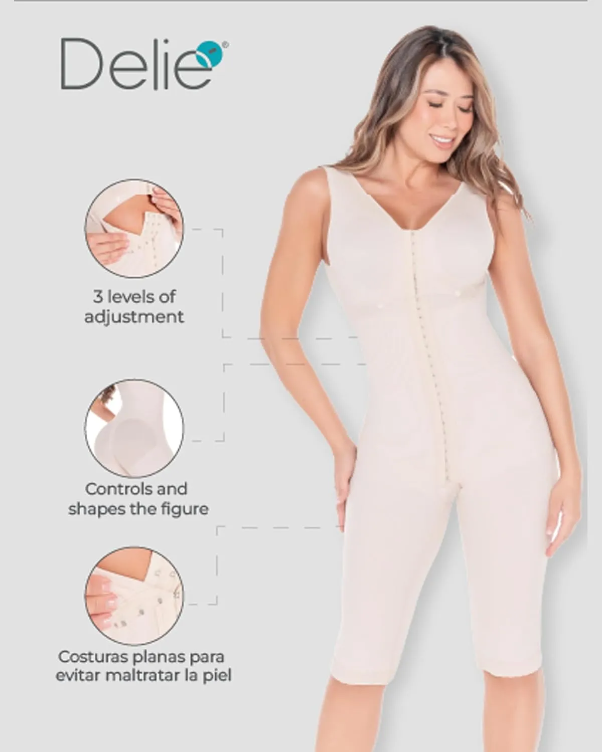 FAJAS DISENOS D'PRADA DELIÉ Shapewear Tummy Control High Compression Faja Colombiana Girdle for Women Abdomen Control