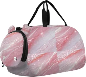 Fake Glitter Marble Grain Peach Gym Duffel Bag with Shoes Compartment Multifunctional Weekender Overnight Duffel Bag for Travel, Swimming, Dance, Ballet bolsa de para mujer