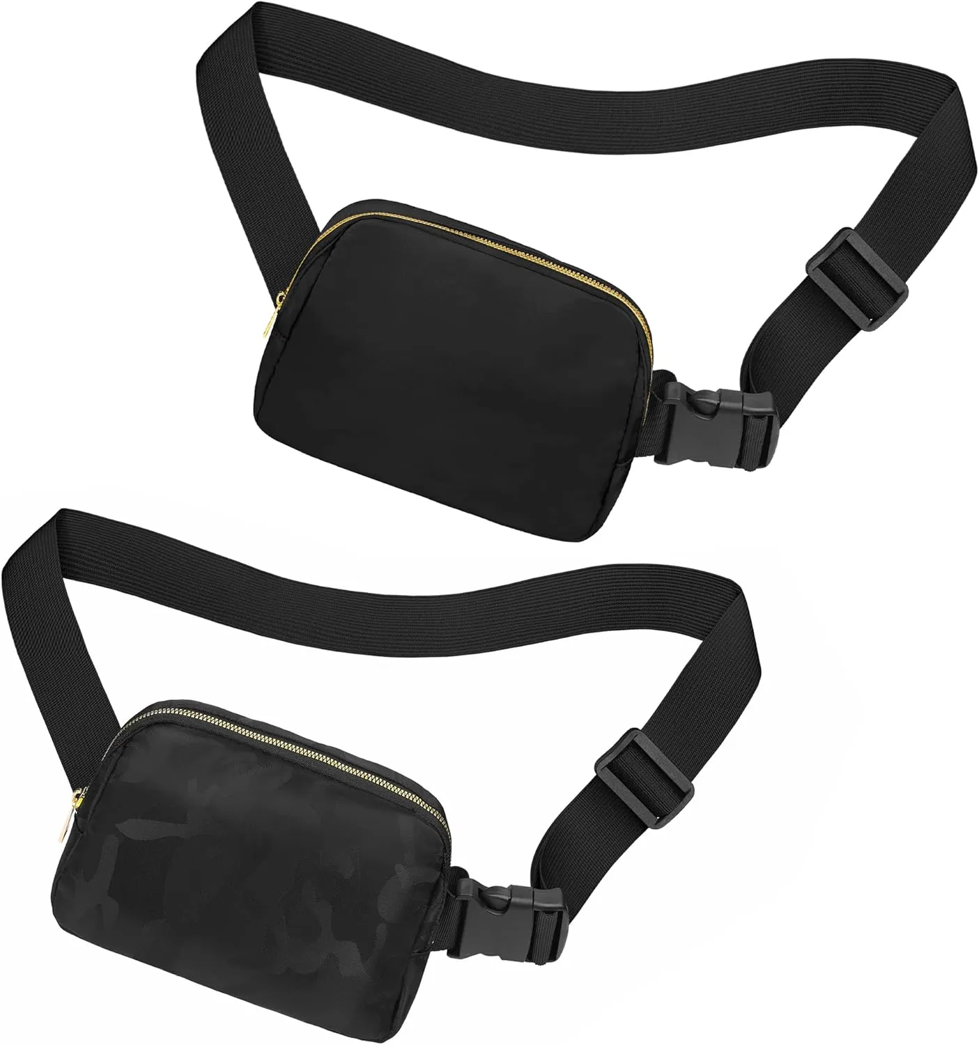 Fanny Pack Crossbody Bag for Women and Men, Belt Bag for Hiking Bum Bag with Adjustable Strap, Waist pack for Running Workout Sports Travel Black Camo Black