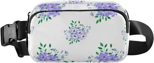 Fanny Pack Waist Bag for Men Women Small Purple Flowers Crossbody Fashion Waist Packs Belt Bag with Adjustable Strap for Traveling, Hiking, Jogging, Cycling