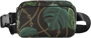 Fanny Pack Waist Bag for Men Women Tropical Leaves Crossbody Fashion Waist Packs Belt Bag with Adjustable Strap for Traveling, Hiking, Jogging, Cycling