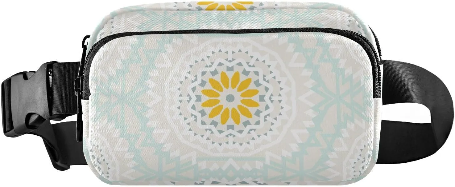 Fanny Pack Waist Bag for Men Women Yellow White Flowers Crossbody Fashion Waist Packs Belt Bag with Adjustable Strap for Traveling, Hiking, Jogging, Cycling