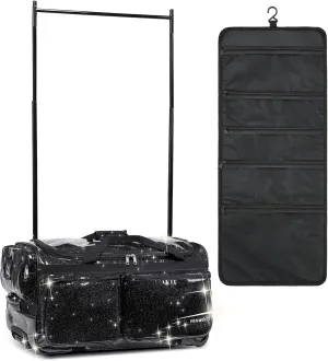 Fanwoli 23" Dance Bag with Garment Rack | Glittering Waterproof Fabric & Upgraded Stable System | Shine-Bright Collection | Ideal Competition Duffle Bag for Dancer Athlete Livestreamer