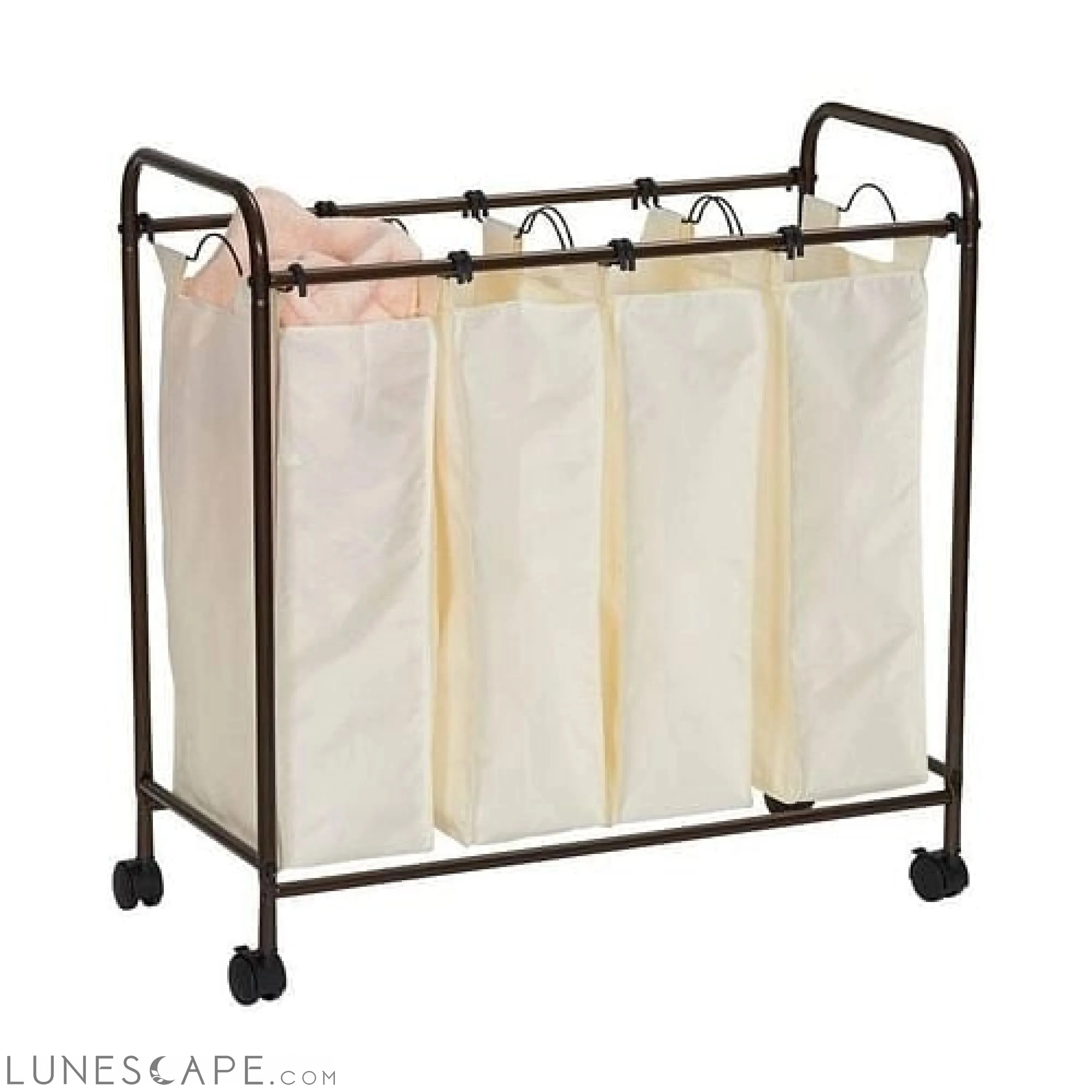 Farmhouse 4 Section Removeable Bag Wheeled Laundry Sorter Cart