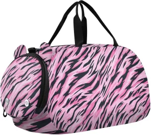 Fashion Black Peach Tigers Fur Print Gym Duffel Bag with Shoes Compartment Large Capacity Overnight Travel Weekender Tote for Travel, Sports, Duffel, Weekender bolsos deportivos para mujer