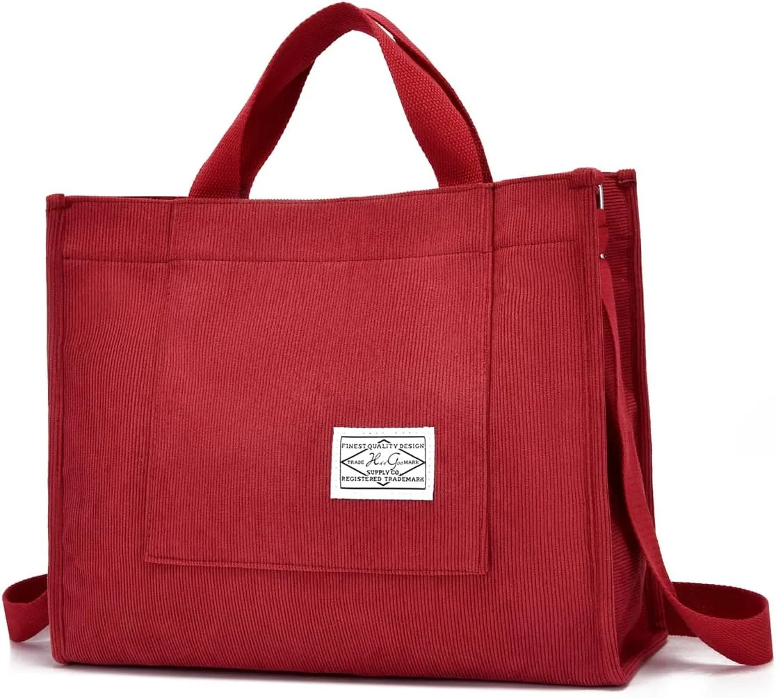 Fashion Corduroy Tote Handbag for Women - Stylish Hobo Bag