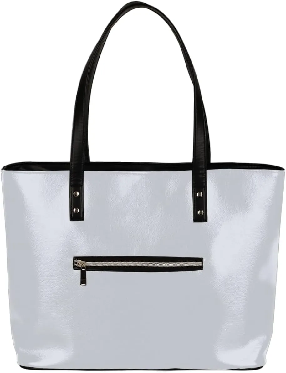 Father's Day Black Theme Tote Bag Women Shoulder Handbags PU Leather Everyday Bag with External Pocket Large Capacity Aesthetic Corduroy Tote Bag for Travel Work Party