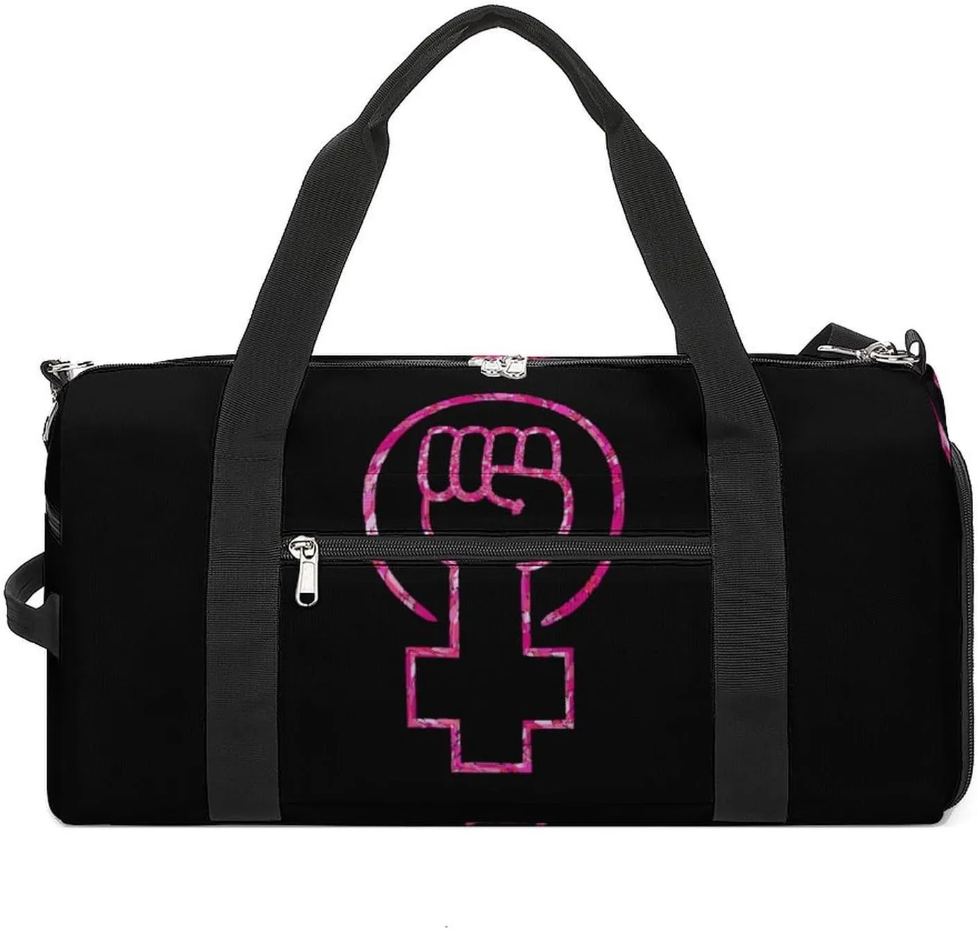 Feminist Fist Power Gym Bag for Men Women Travel Duffle Bags with Shoes Compartment Swim Dance Yoga