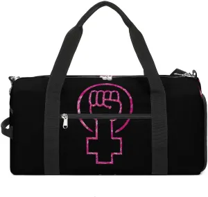 Feminist Fist Power Gym Bag for Men Women Travel Duffle Bags with Shoes Compartment Swim Dance Yoga