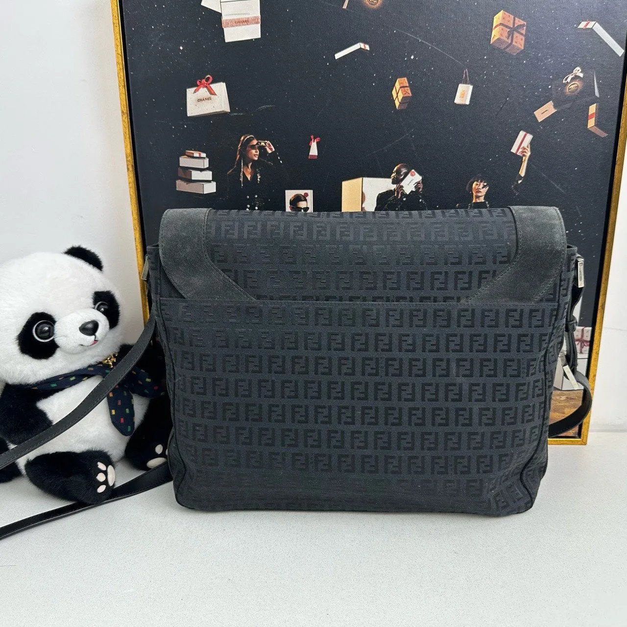 Fendi Men’s Black Canvas and Leather Messenger Bag - Pre-Loved Designer Bag