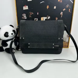 Fendi Men’s Black Canvas and Leather Messenger Bag - Pre-Loved Designer Bag