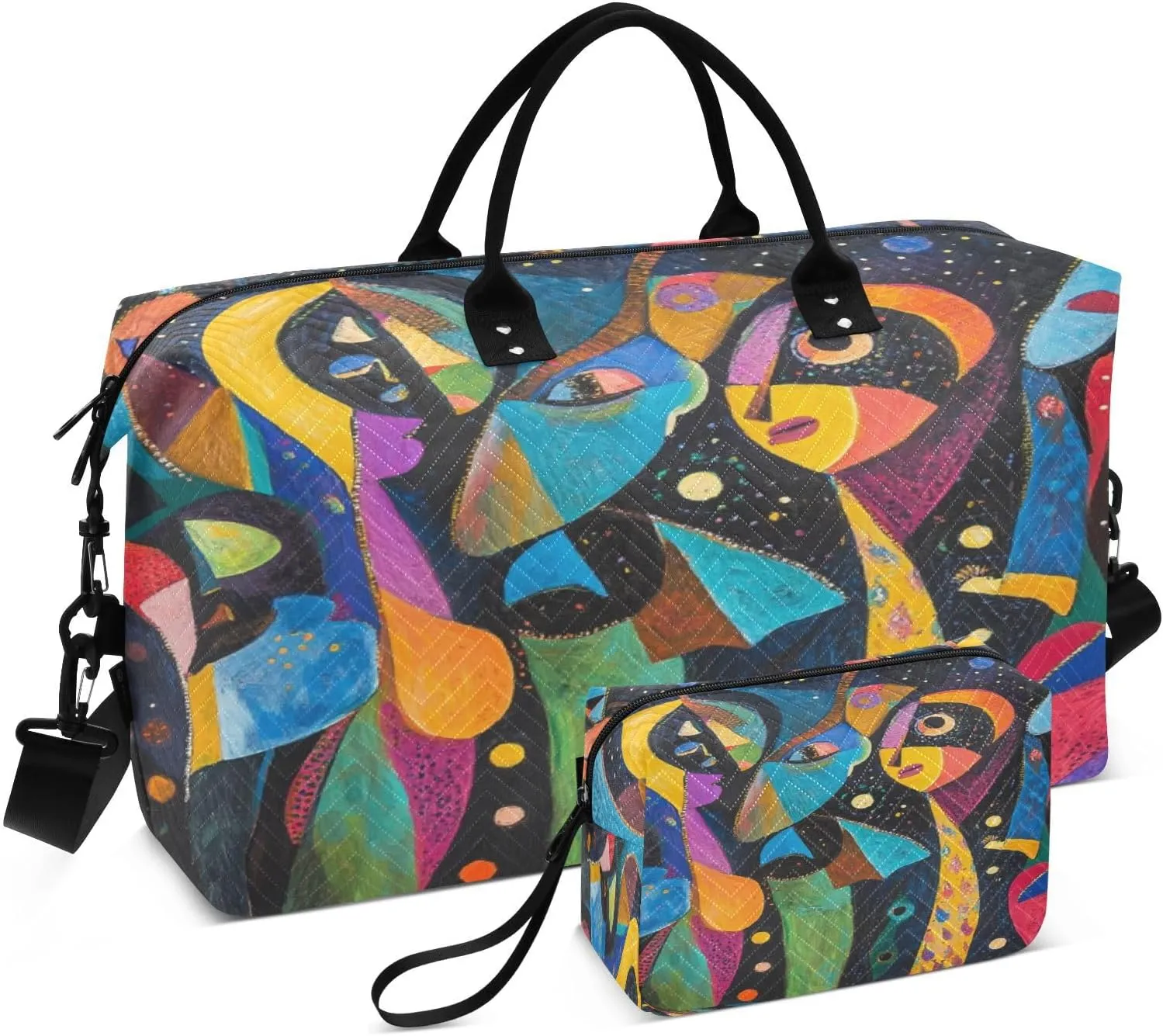 Figure Starry Night Black Sports Gym Bag for Women Men Travel Duffel Bag Weekend Overnight Carry on Bag with Toiletry Bag Training Handbag for Plane Hospital Swimming Yoga Workout