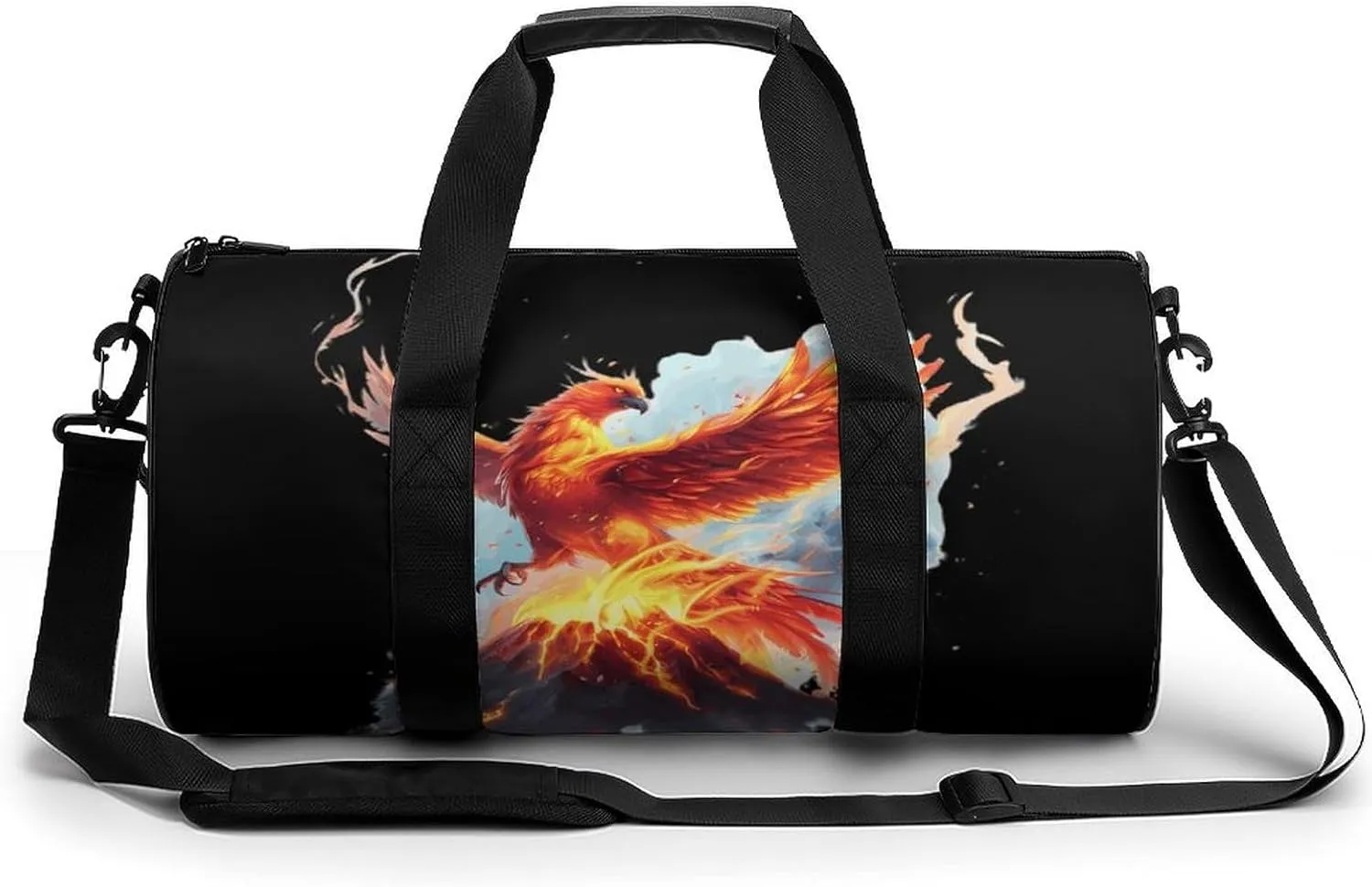Fire Phoenixes Volcanoes Eruption Travel Duffel Bag Gym Bags Sports Tote Shoulder Weekender Handbag for Men Women