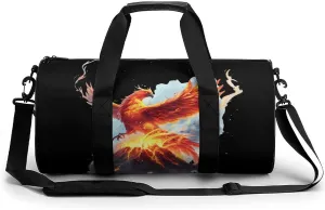 Fire Phoenixes Volcanoes Eruption Travel Duffel Bag Gym Bags Sports Tote Shoulder Weekender Handbag for Men Women