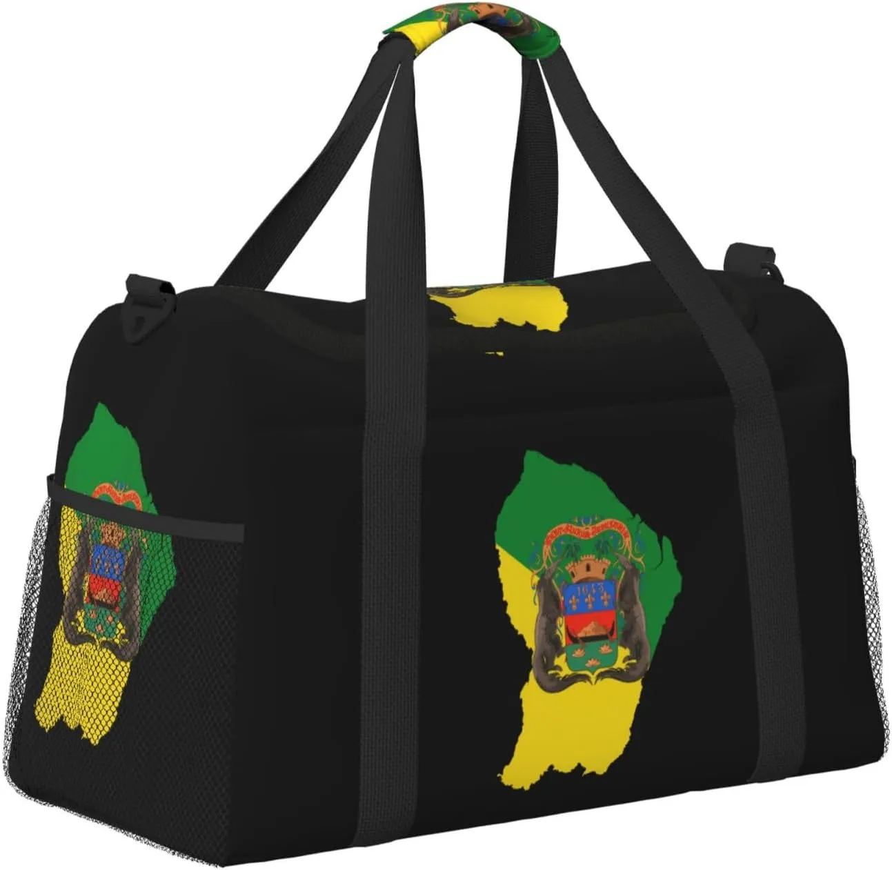 Flag Map Of Guiana Travel Duffel Bag Large Foldable Waterproof Overnight Bag For Beach Swim Bags Pool Sports Gym