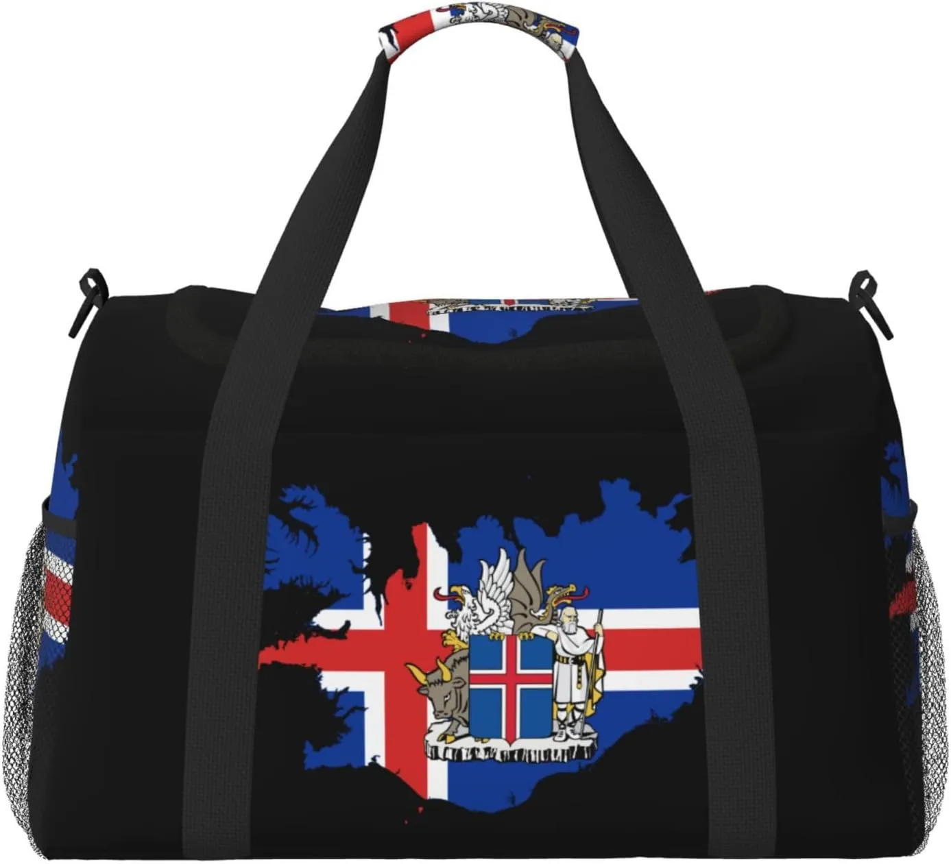 Flag Map Of Iceland Travel Duffel Bag Large Foldable Waterproof Overnight Bag For Beach Swim Bags Pool Sports Gym