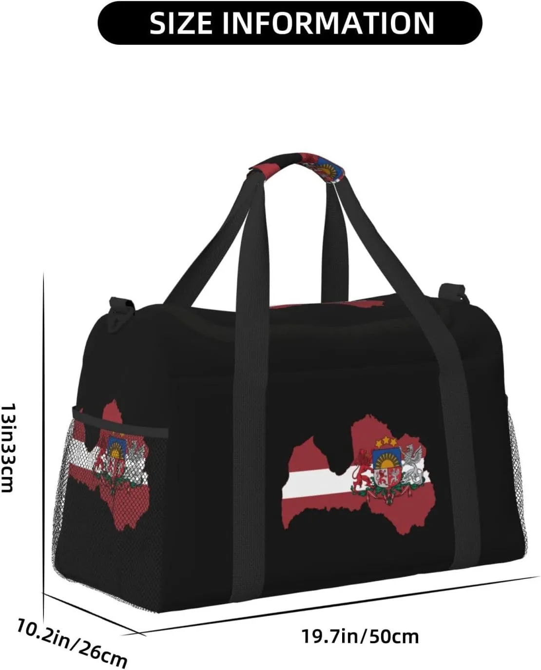 Flag Map Of Latvia Travel Duffel Bag Large Foldable Waterproof Overnight Bag For Beach Swim Bags Pool Sports Gym