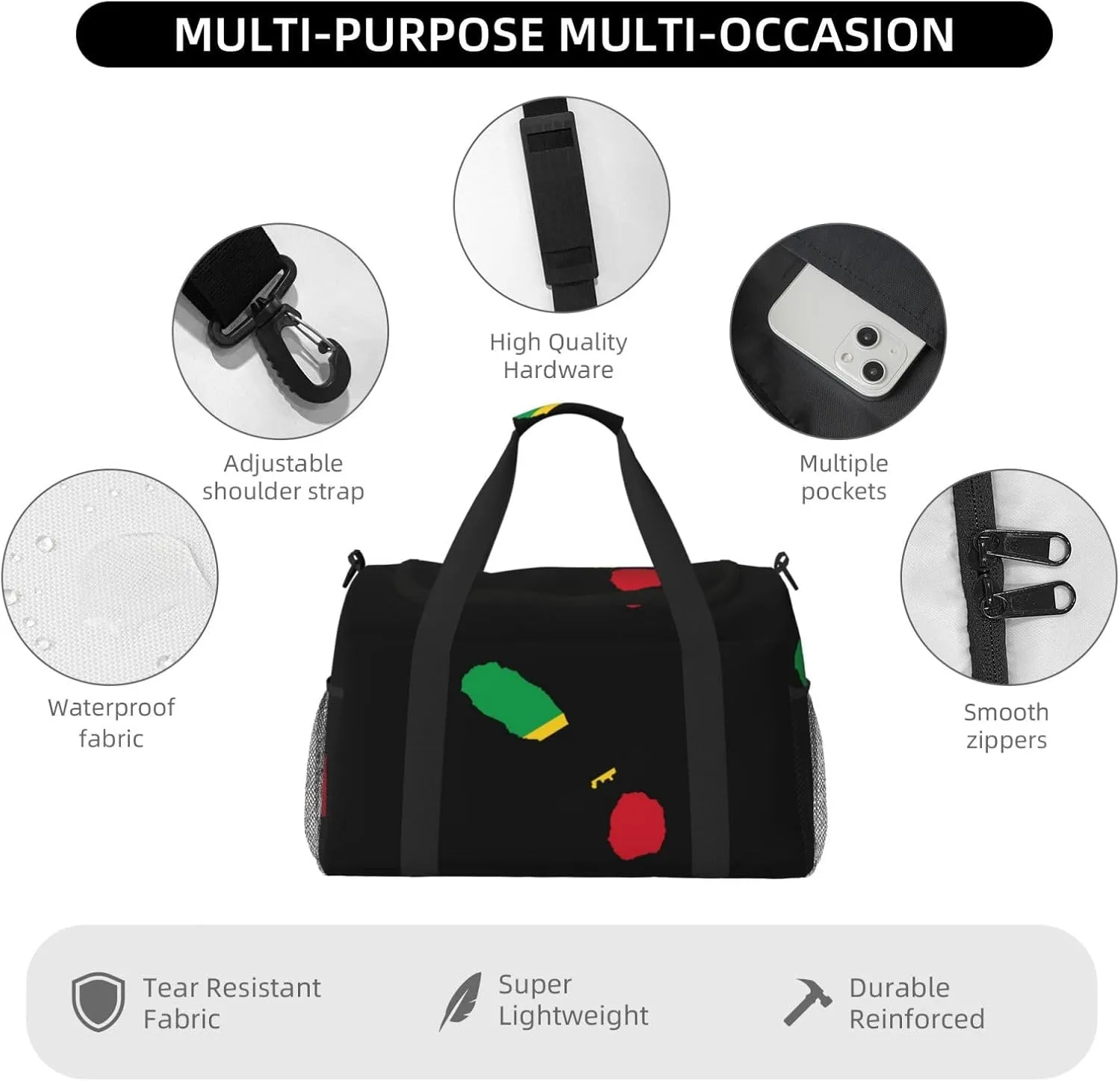 Flag Map Of Saint Kitts Nevis Travel Duffel Bag Large Foldable Waterproof Overnight Bag For Beach Swim Bags Pool Sports Gym