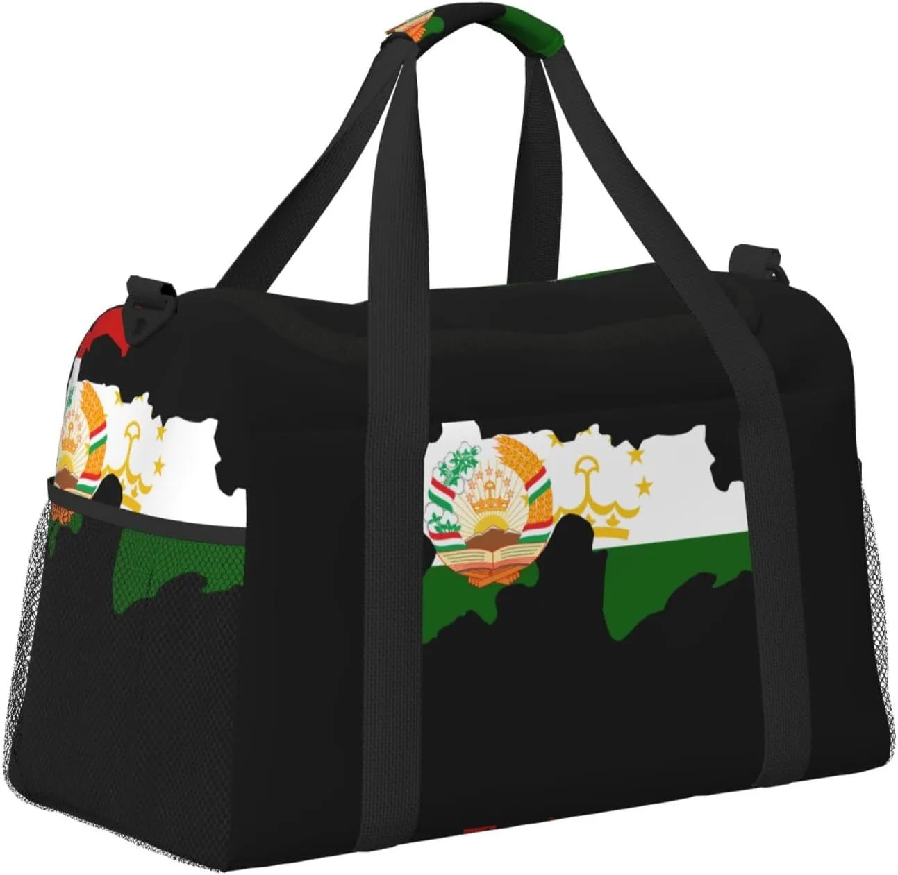 Flag Map Of Tajikistan Travel Duffel Bag Large Foldable Waterproof Overnight Bag For Beach Swim Bags Pool Sports Gym