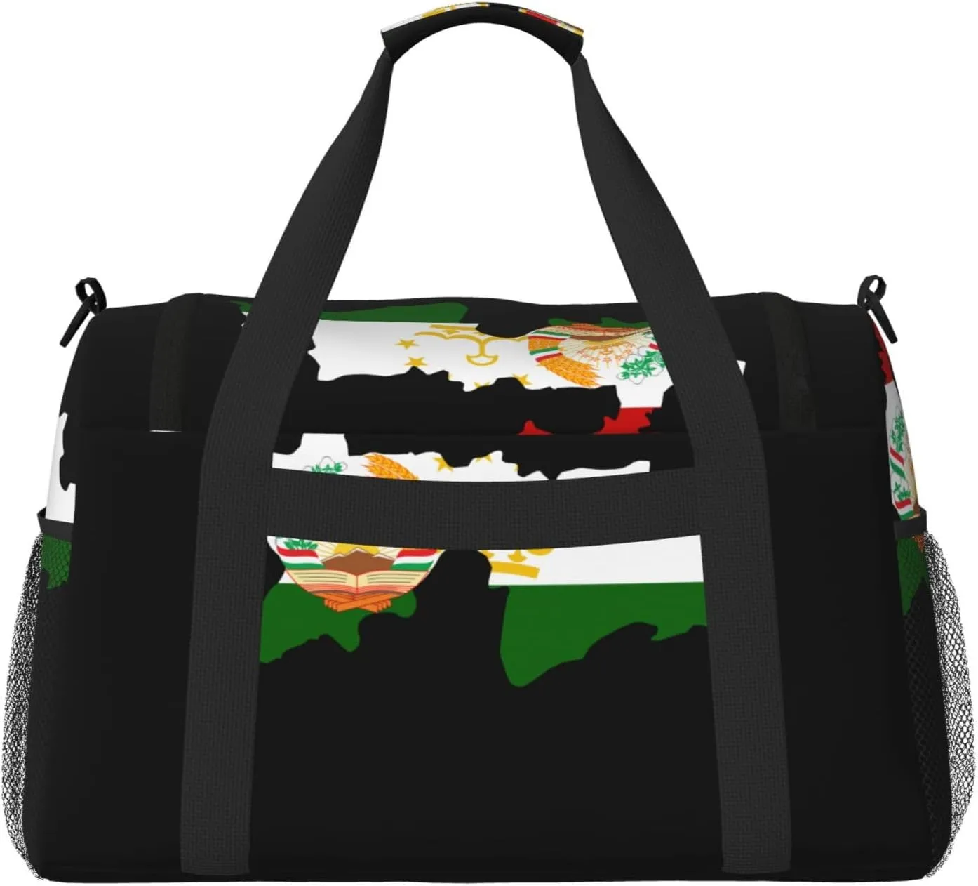 Flag Map Of Tajikistan Travel Duffel Bag Large Foldable Waterproof Overnight Bag For Beach Swim Bags Pool Sports Gym