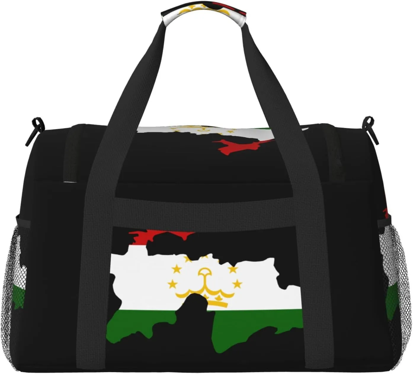 Flag Map Of Tajikistan Travel Duffel Bag Large Foldable Waterproof Overnight Bag For Beach Swim Bags Pool Sports Gym