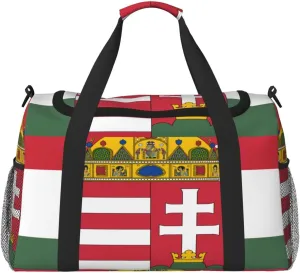 Flag Of Hungary Travel Duffel Bag Large Foldable Waterproof Overnight Bag For Beach Swim Bags Pool Sports Gym