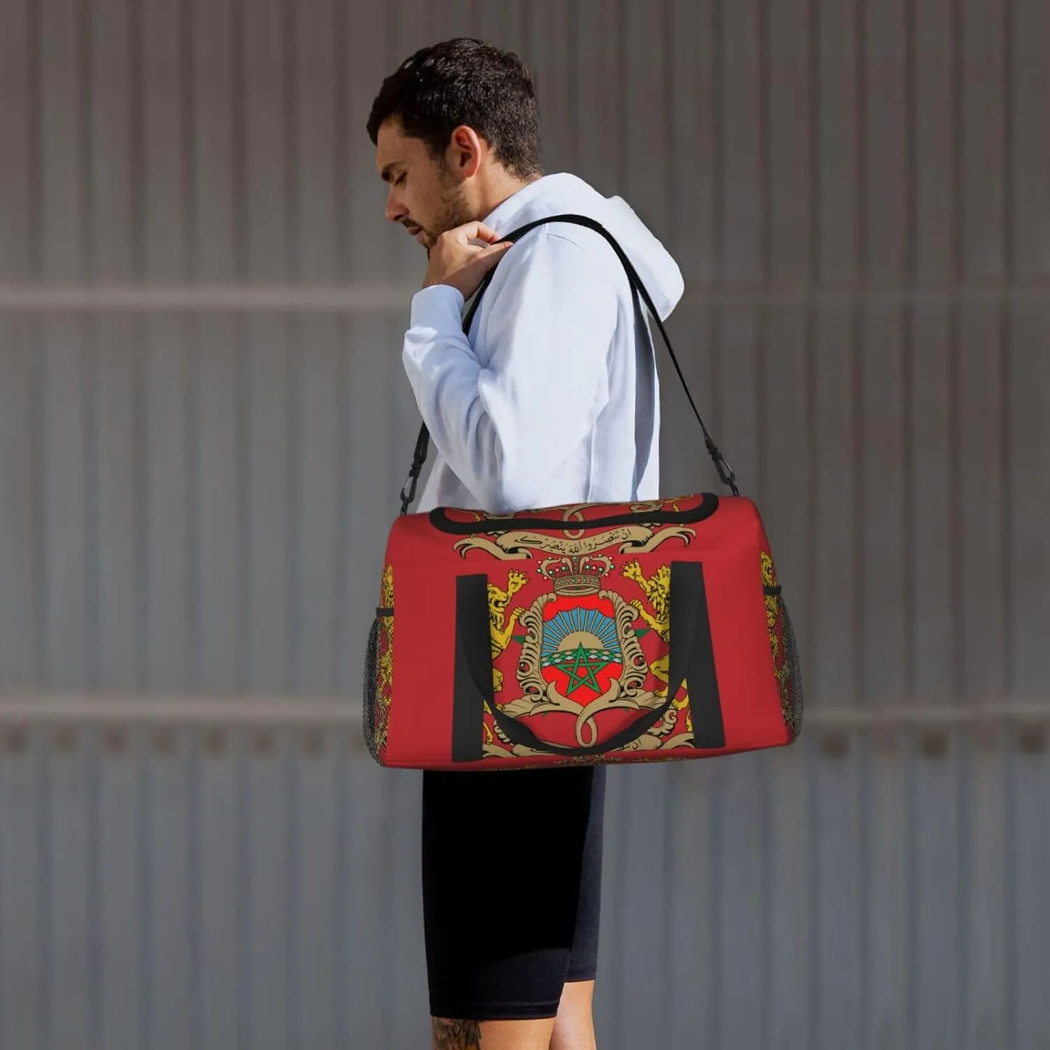 Flag Of Morocco Travel Duffel Bag Large Foldable Waterproof Overnight Bag For Beach Swim Bags Pool Sports Gym