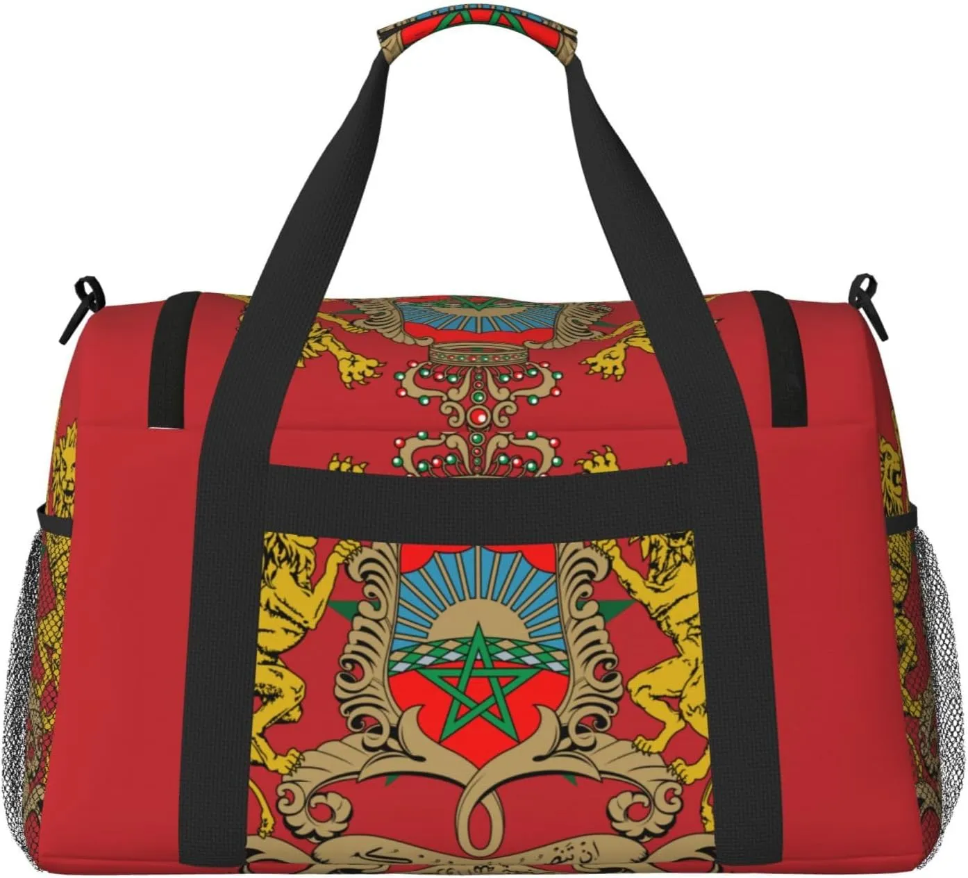 Flag Of Morocco Travel Duffel Bag Large Foldable Waterproof Overnight Bag For Beach Swim Bags Pool Sports Gym