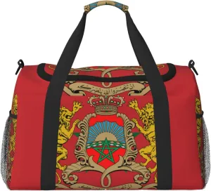 Flag Of Morocco Travel Duffel Bag Large Foldable Waterproof Overnight Bag For Beach Swim Bags Pool Sports Gym
