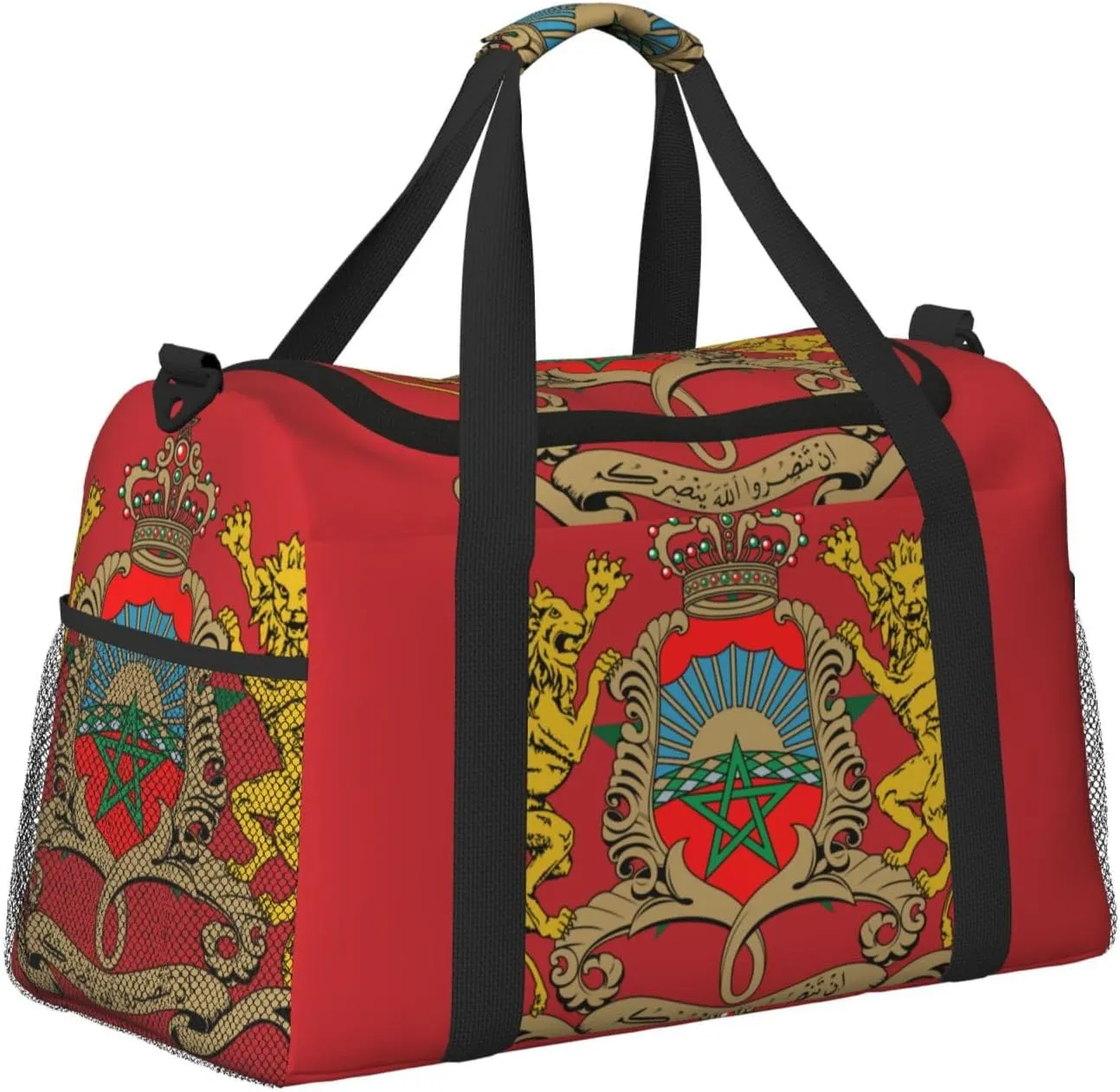 Flag Of Morocco Travel Duffel Bag Large Foldable Waterproof Overnight Bag For Beach Swim Bags Pool Sports Gym