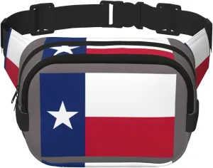 Flag of Texas print Cute Large Black Fanny Packs for Women Cross Body Waist Bag Nylon Fashionable Fanny Pack