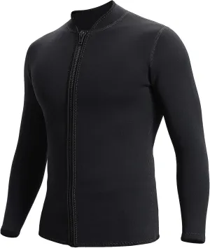 FLEXEL Wetsuit Top Mens Women 3mm Neoprene Long Sleeve Front Zipper 2MM Mens Wetsuit Top for Diving Snorkeling Surfing Kayaking Canoeing