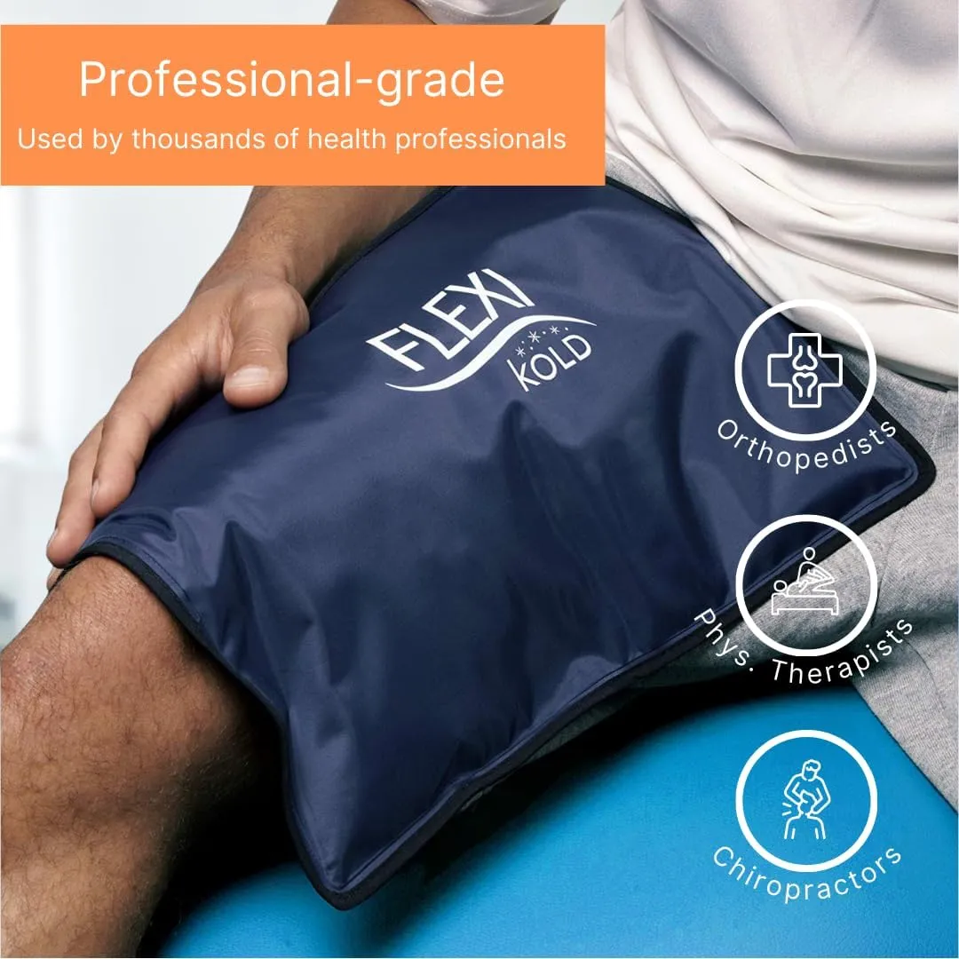FlexiKold Gel Ice Packs (Standard Large: 10.5" x 14.5") for Injuries Reusable, Back Pain Relief, Knee Wrap, After Surgery, Ice Pack for Knee, Shoulder - 6300-COLD by NatraCure