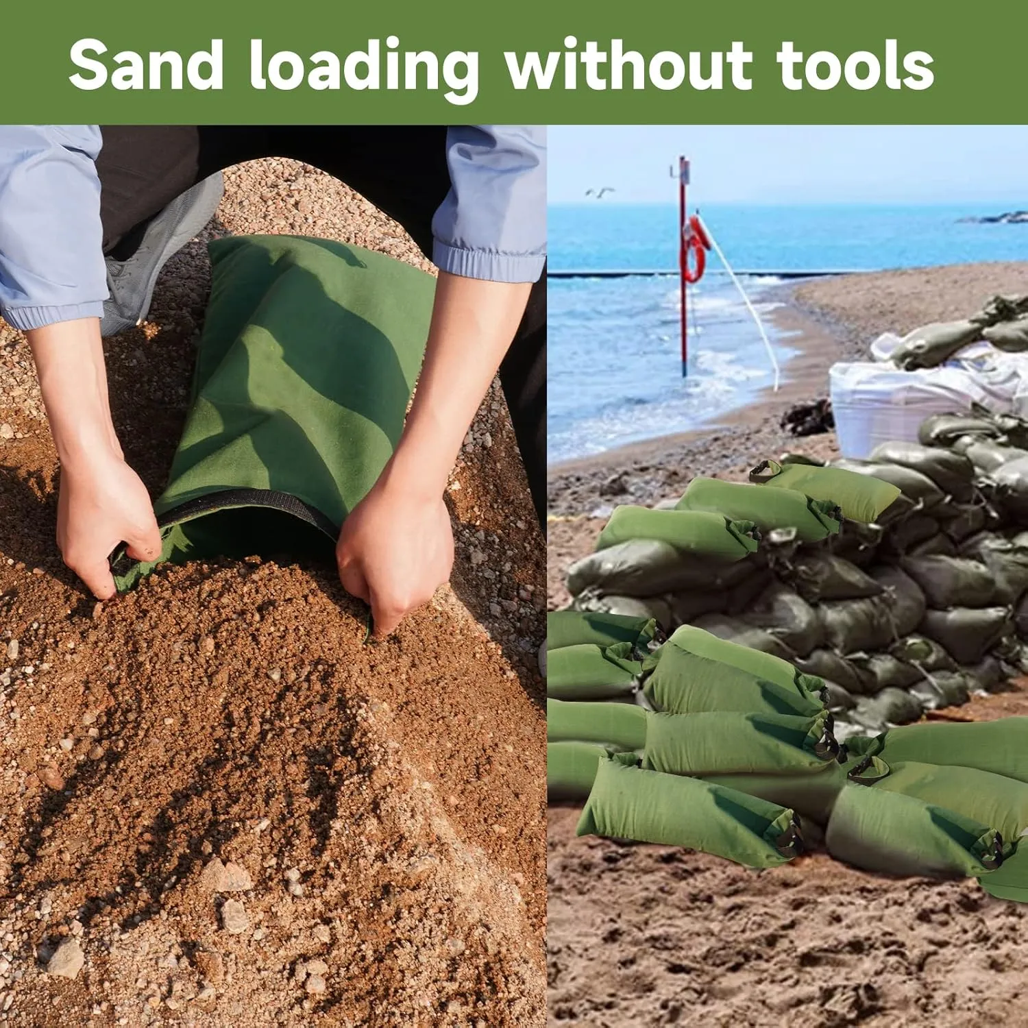 Flood Water Barrier Sand Bags - 8Pcs Thickened Long Canvas Flood Protection Sandbags with Insert Buckle Reusable Quick Flood Barrier for Home Door Window Basement Garage Floor Flood Control - 11"x28"