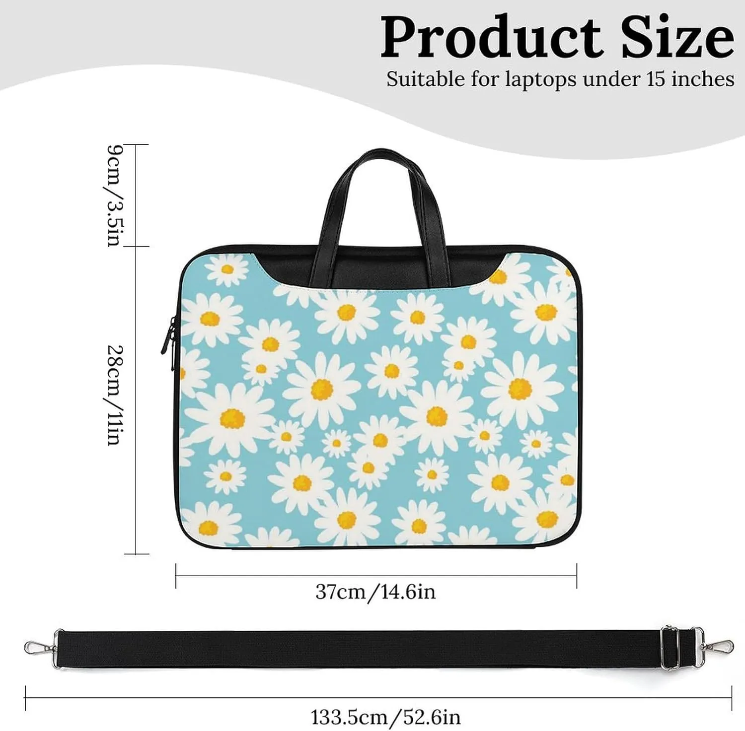 Floral Cherry Blossoms Leather Computer Bag with Multiple Sizes to Choose From, Convenient to Carry
