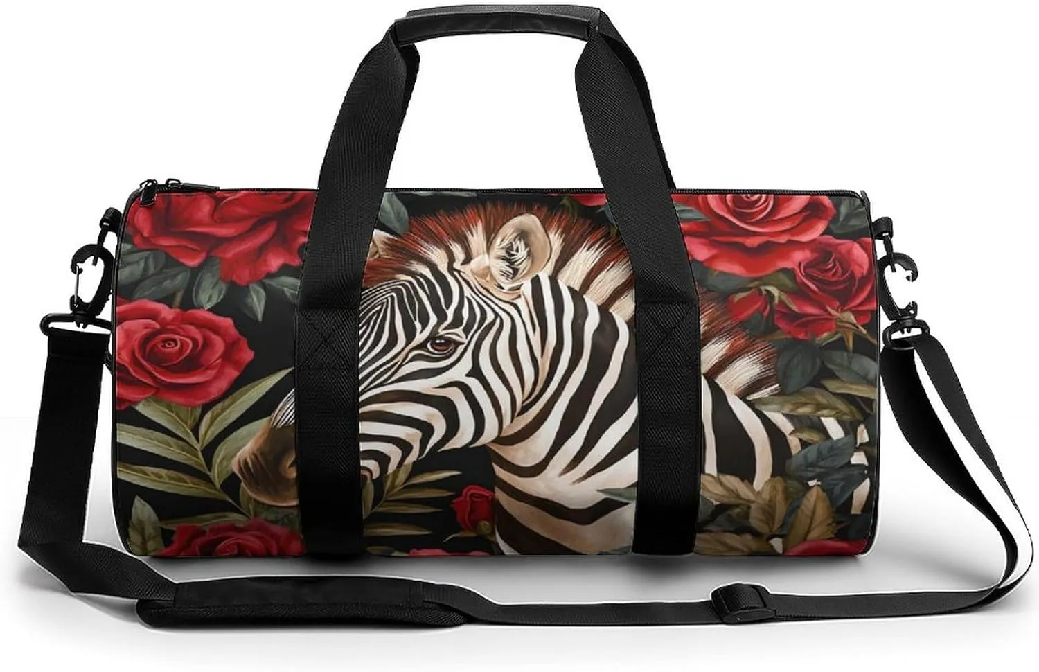 Floral Zebra Gym Bag Travel Duffel Bag Lightweight Carry On Weekender Bag Tote Bags for Women Men