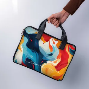 Fluid waves Custom Name Laptop Sleeve With Handle