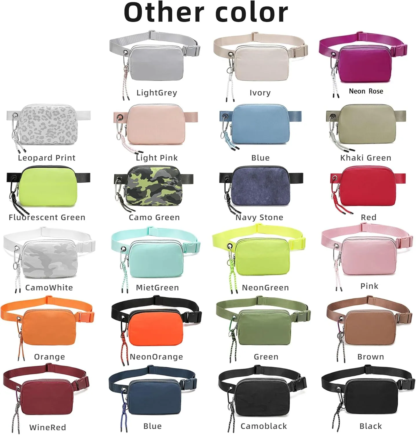 FODOKO Fanny Packs for Women Men, Fashionable Belt Bag Waist Pack for Women with Adjustable Strap, Bum Bag for Runnin Neon Roseg Hiking Travel Workout