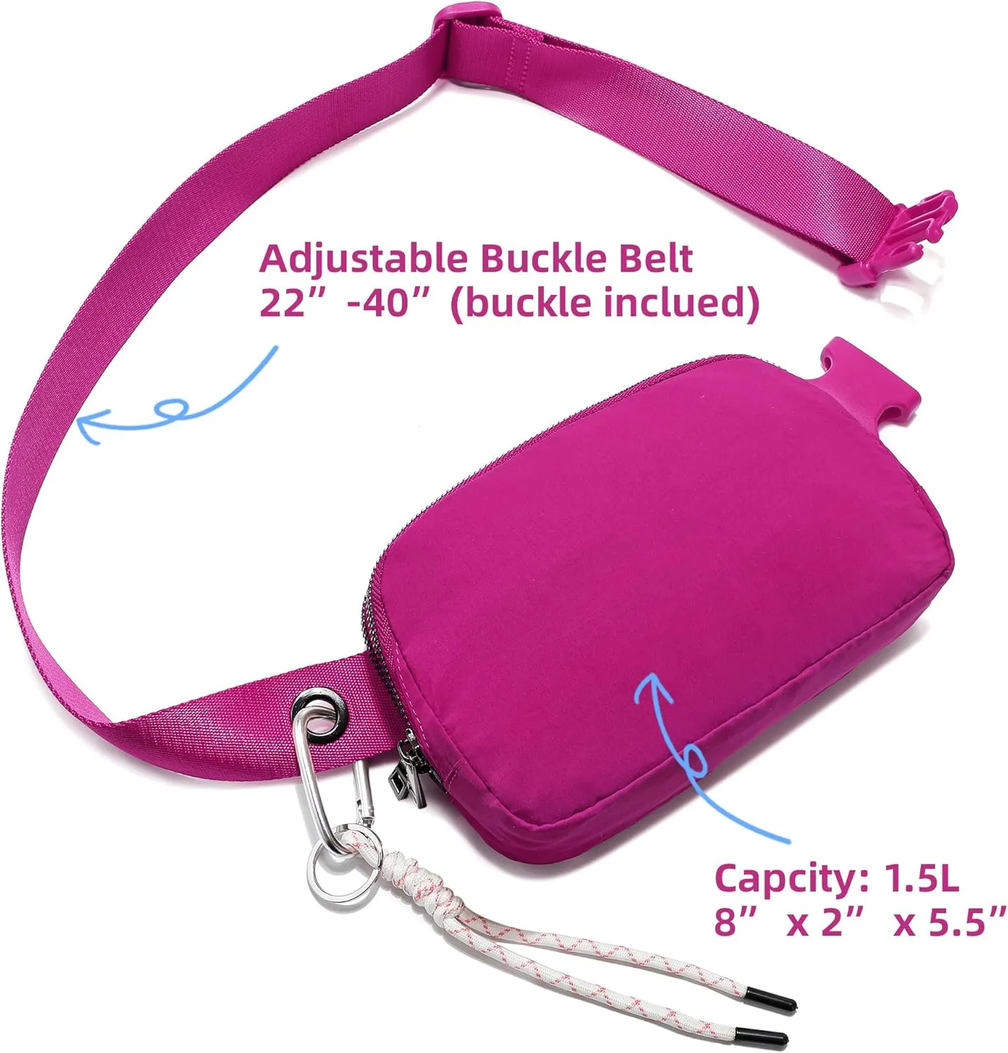 FODOKO Fanny Packs for Women Men, Fashionable Belt Bag Waist Pack for Women with Adjustable Strap, Bum Bag for Runnin Neon Roseg Hiking Travel Workout