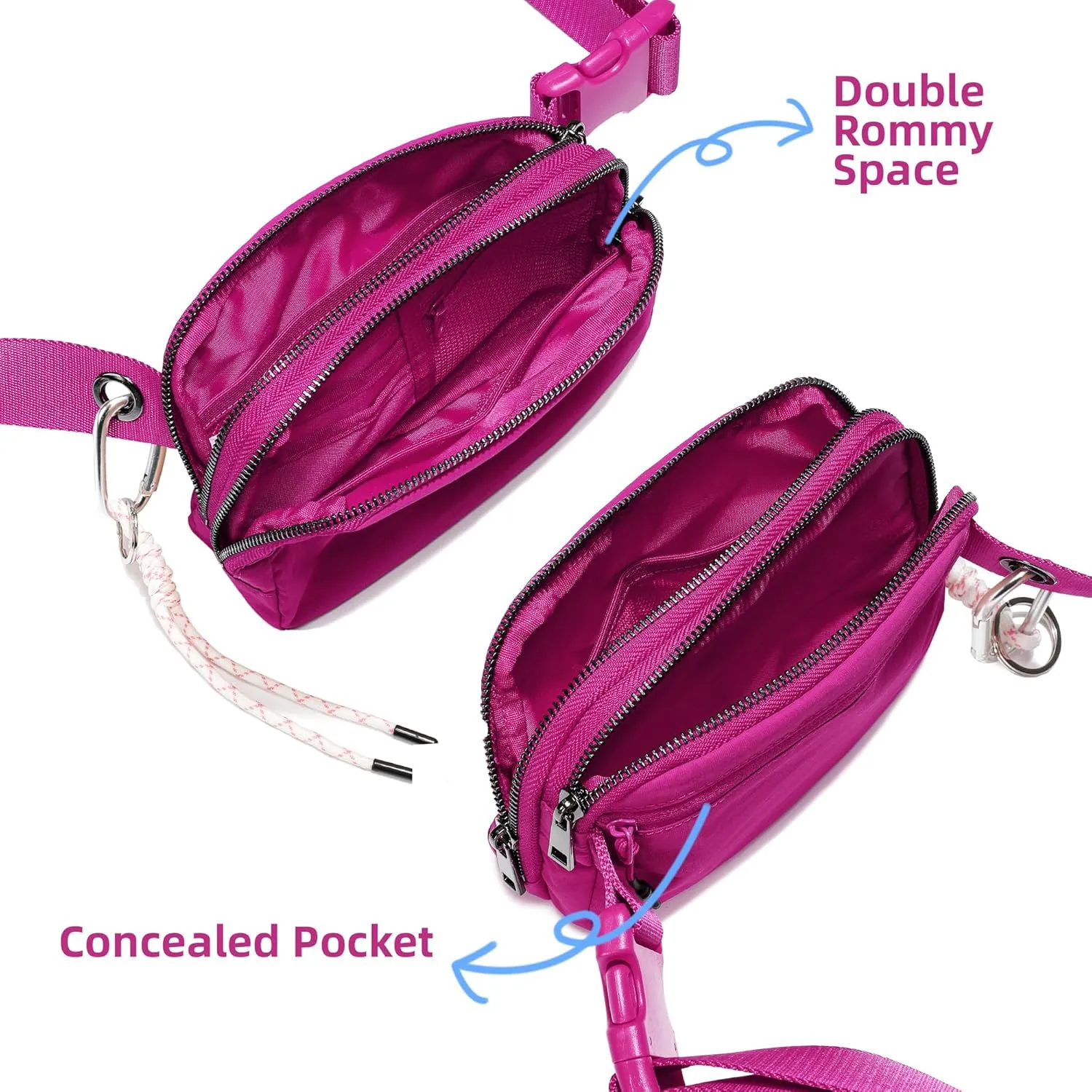 FODOKO Fanny Packs for Women Men, Fashionable Belt Bag Waist Pack for Women with Adjustable Strap, Bum Bag for Runnin Neon Roseg Hiking Travel Workout