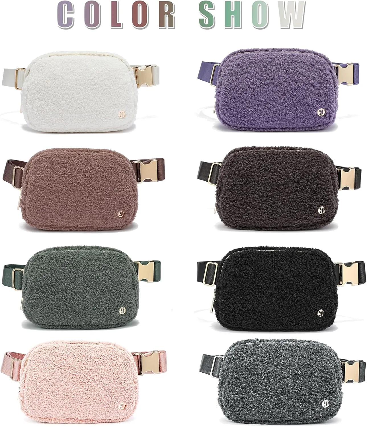 FODOKO Sherpa Belt Bag, Fleece Crossbody Bag Fanny Pack for Women Fashionable Everywhere Waist Bum Bag Pack with Hardware Buckle (Light Brown)