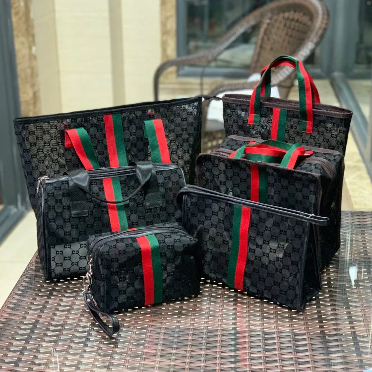 Fog Flower Korean Mesh Flocking Large Capacity Portable Bags