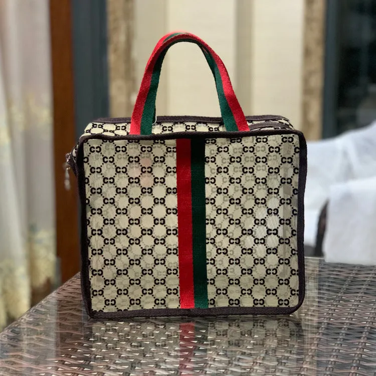 Fog Flower Korean Mesh Flocking Large Capacity Portable Bags