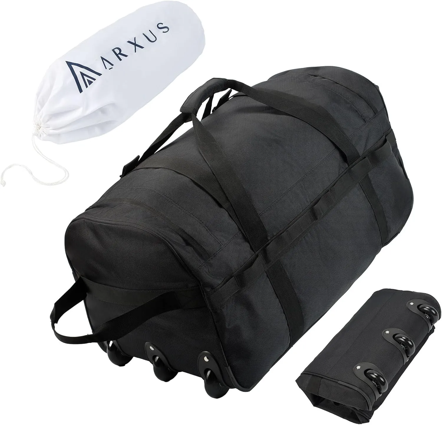 Foldable Duffel Bag with Wheels, 85L Large Handle Carry on Storage Rolling Wheeled Bag for Travel Sports Camping Weekend Overnight