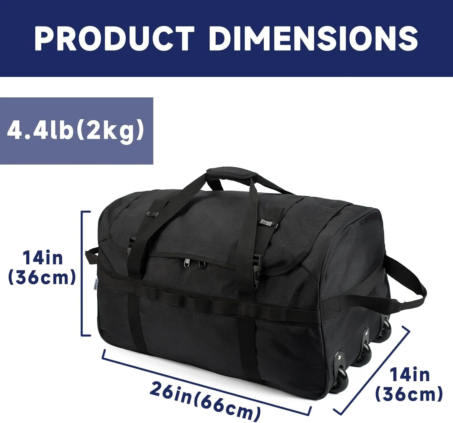 Foldable Duffel Bag with Wheels, 85L Large Handle Carry on Storage Rolling Wheeled Bag for Travel Sports Camping Weekend Overnight