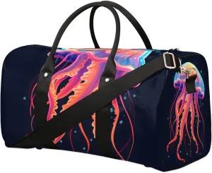 Foldable Travel Bag Jellyfish Print Lightweight Carry On Bags for Airplanes Waterproof Travel Duffle Bag For Gym Weekend Overnight