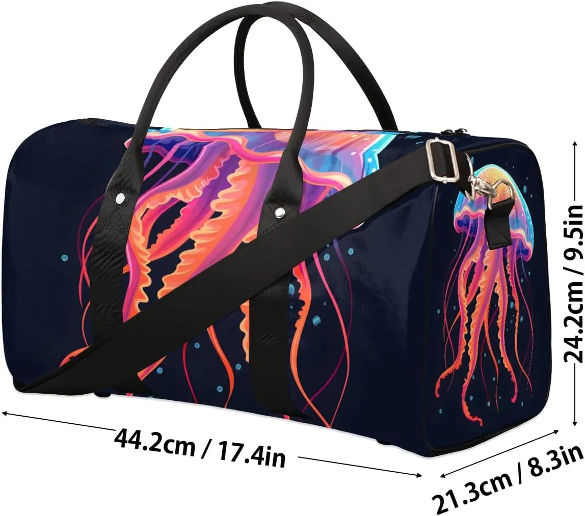 Foldable Travel Bag Jellyfish Print Lightweight Carry On Bags for Airplanes Waterproof Travel Duffle Bag For Gym Weekend Overnight